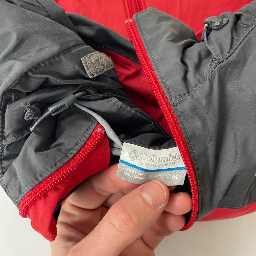 Columbia Rain Jacket Mens Medium Red Glennaker Lake Hooded Windbreaker Outdoor - Picture 12 of 12